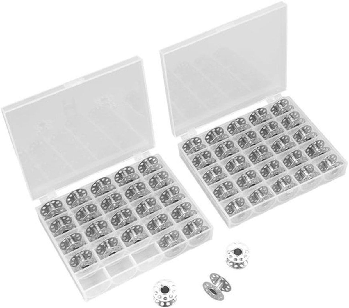 50 Stuks Garenspolen - Naaiaccessoires - Geschikt voor de meeste naaimachines - Met bobbinbox - Lege garenspolen - Perfect voor hobbyist