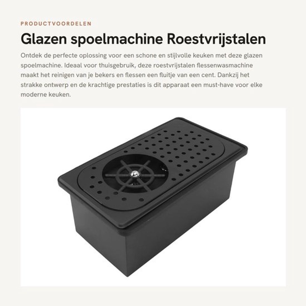 Glazen spoelmachine - Roestvrijstalen flessenwasmachine - Eenvoudige reiniging - Zwart - Automatische bekerwasmachine - Voor thuis keuken...