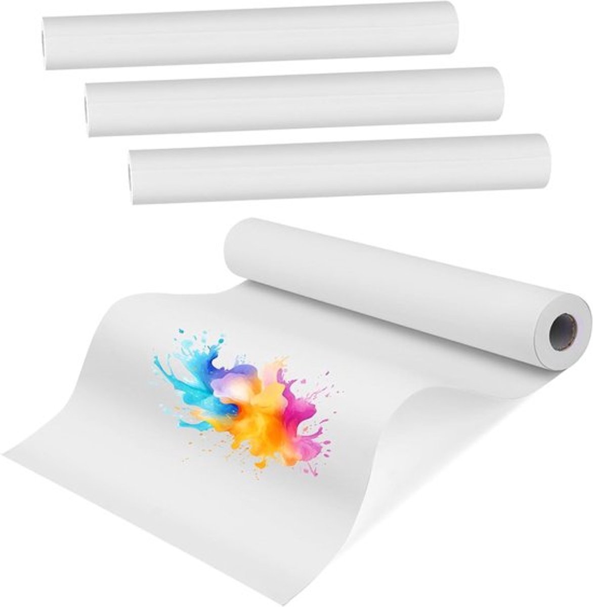 4 Rollen 25m x 44cm Wit Tekenpapier Rol, Kunst Schilderpapier Rol, Easel Schetspapier voor Cadeau Verpakking en Tekenen