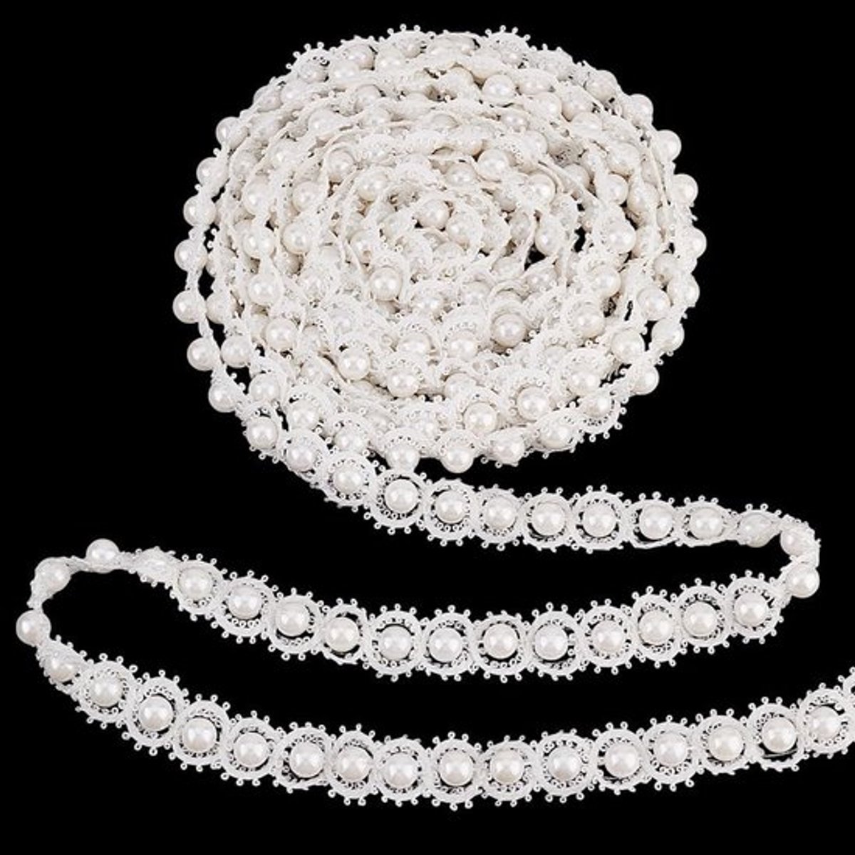 4 yards Witte Parels Kantlint, 7/8 inch Parels Franje Applicatie voor Kostuums, Gordijnen en DIY Sieraden Decoratie