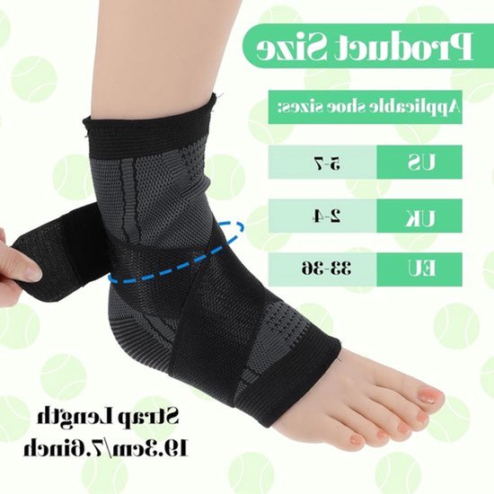 Professionele enkelbandages voor kinderen, unisex, zwart, voor EU schoenmaten 33-36, ideale ondersteuning en stabiliteit — afbeelding 2