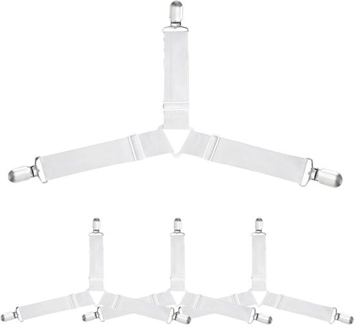 Verstelbare bedlakenspanners met clip - 4 stuks elastische spanbanden voor beddengoed en matrassen