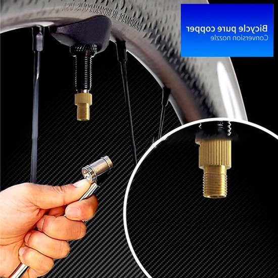 Universele Fietspomp Ventieladapter Set, 18 Stuks, Geschikt voor Dunlop en Sclaverand naar Schrader Ventielen, Inclusief 12 Ventieldoppen en Accessoires — afbeelding 3
