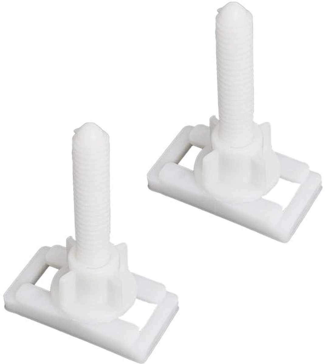 Set van 2 Toiletbril Scharnier Bouten, Witte Rectangulaire Plastic Scharnierbevestigingen voor Toiletbril Reparatie en Vervanging, Inclusief Moeren en Gereedschap