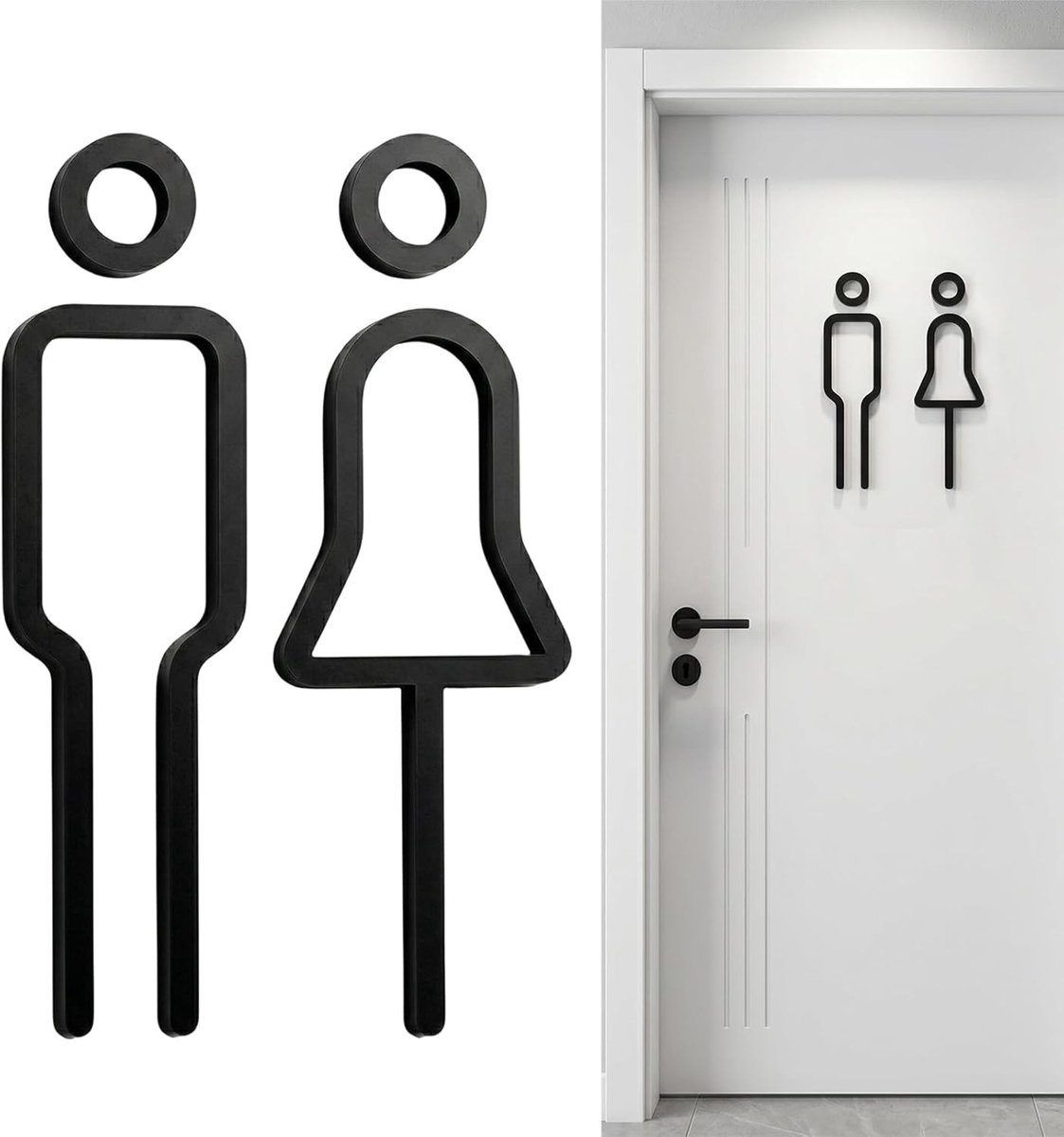 Elegante Zwarte Acryl Toiletbord Zelfklevend voor Makkelijk Installeren in Thuis, Restaurant en Kantoor