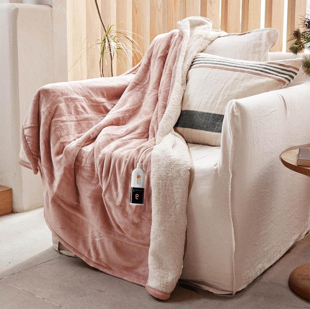 Elektrische Deken - Warmtedeken Pluche - Extra Warmte - 6 Warmtestanden - 130x180cm - Roze