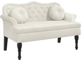 vidaXL - Bankje - met - kussens - 120,5x65x75 - cm - fluweel - crèmekleurig
