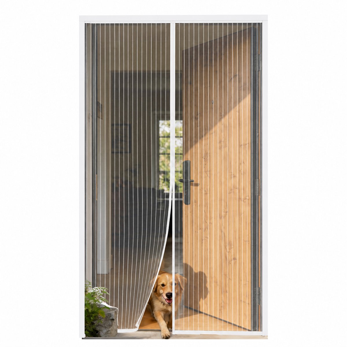 Magnetisch Vliegengordijn 120 x 220 cm - Zelfsluitende Hordeur met Sterke Magneten - Eenvoudig te Monteren Zonder Boren - Wit