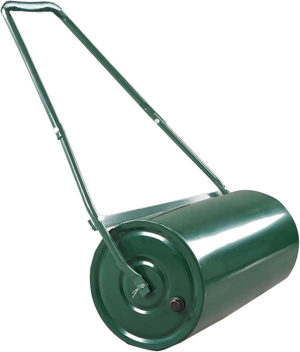 Gazonroller van 61 cm, 36 liter, handroller, vulbaar met water/zand, 7,7 kg, lichtgewicht, stevig roestvrij staal, ergonomische handgreep, tuinroller voor gazons, binnenplaatsen, velden en landbouwgronden.