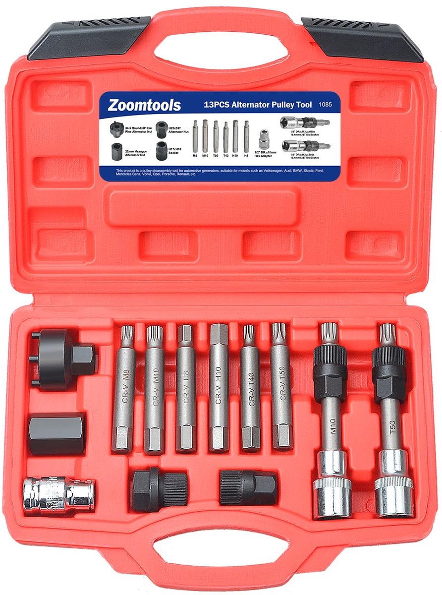 SnelShoppen - 13-delige Pulley Verwijder Toolset, Pulley Verwijdering Gereedschap, Auto Pulley Ontkoppel Tool, Professioneel en Duurzaam, Ideaal voor