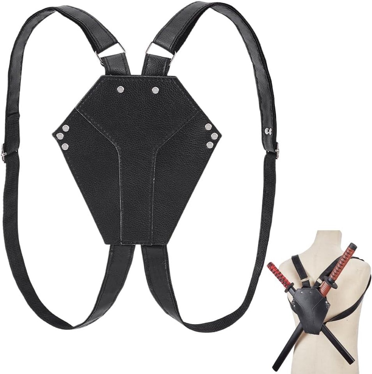 Zwarte Zwaardhouder met Verstelbare Strap voor Middeleeuwse Kostuums en Cosplay Feesten - Ideaal voor Zwaardvervoer en Accessoires