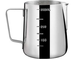 Melkopschuimer Klein - Opschuimkan - Koffie Kunst - Druppelloze Tuit - 100 ml - Zilverkleurig