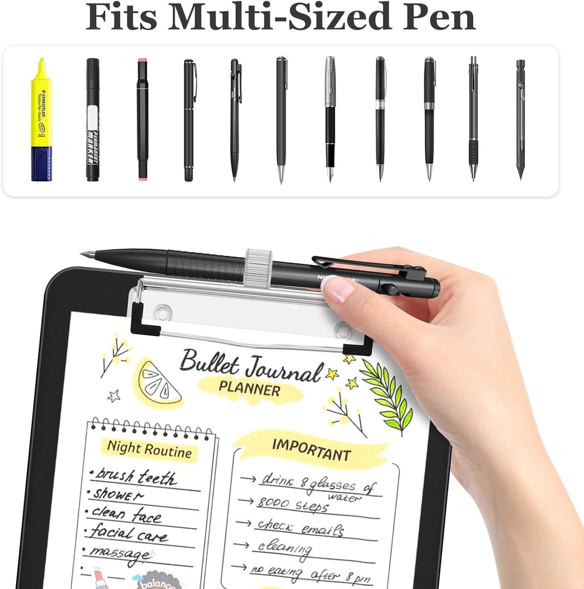 Klein Clipboard met Opbergruimte, A5 Organisatiebox met Penhouder, Ideaal voor Verpleegkundigen en Leraren, Zwart, Praktisch en Duurzaam