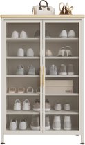 Seven Comfort Schoenenkast - 7 Niveaus - 32 cm diep - Met deuren - Dichte opbergkast - Met bovenplank - Geschikt voor hal en woonkamer - Wit