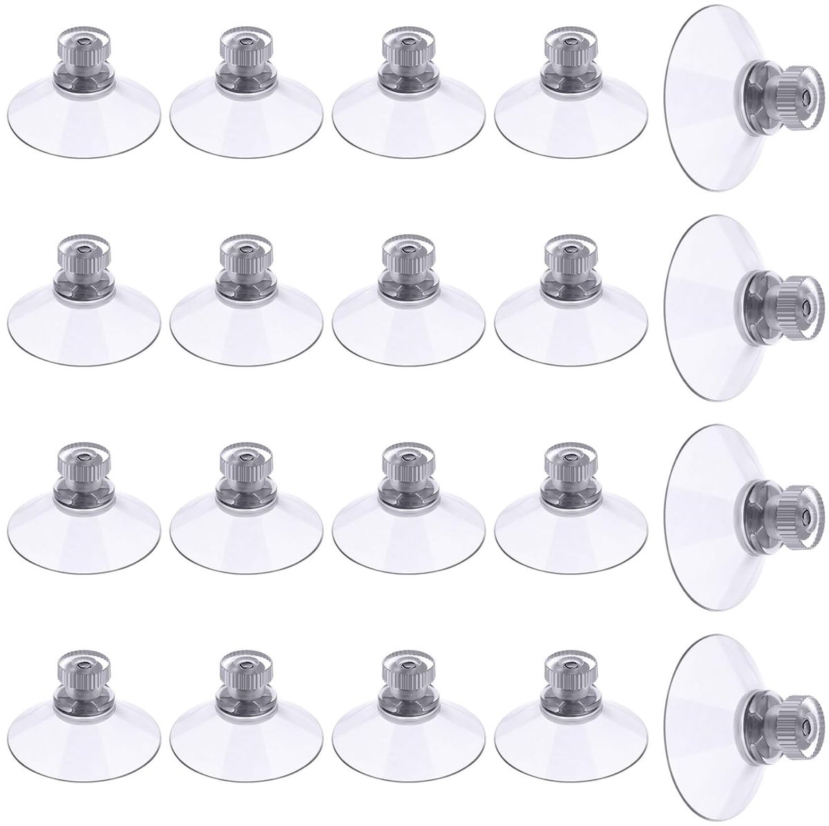 20 stuks zuignap met schroefdraad en kartelmoer, PVC zuignappen Ø40mm, Transparante zuignappen zonder boren, zuignappen haak extra sterk voor ramen, auto, decoratie, keuken, ophanging