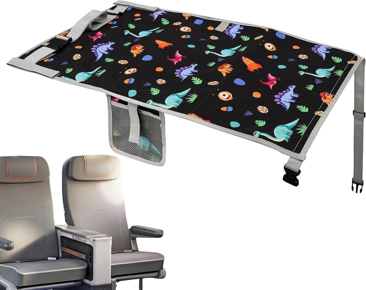Baby Vliegtuig Bed - Vliegtuig Stoel Extender - Reizen met Kinderen - Waterproof en Opvouwbaar - 76 x 44.5cm - Dinosaurus