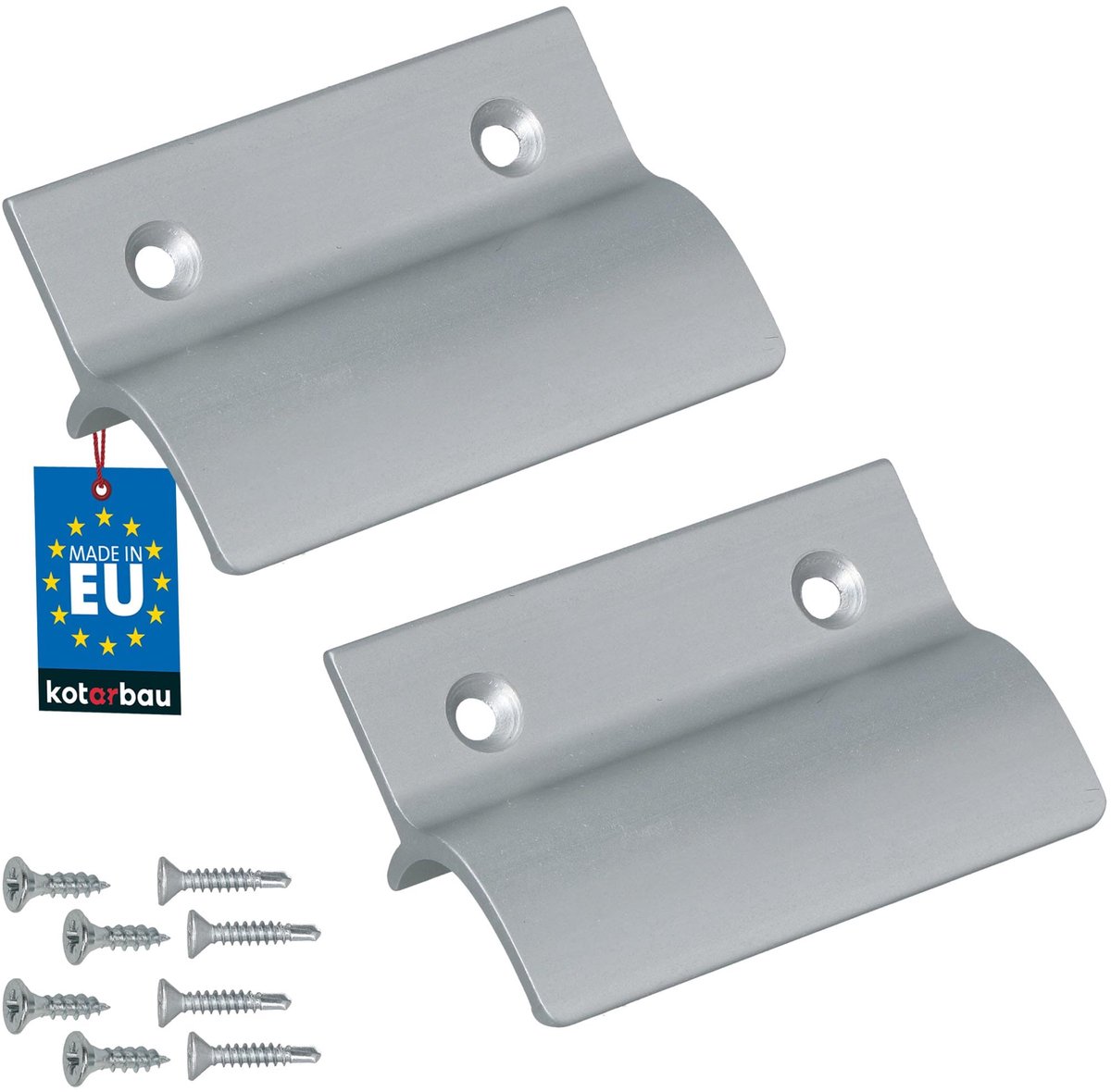 KOTARBAU® 2 Stuks - Balkondeurgreep - Terrasdeurgreep 65 x 45 mm - Aluminium - Deurgreep Balkon - Terrasdeurgreep met Brug - Zilver