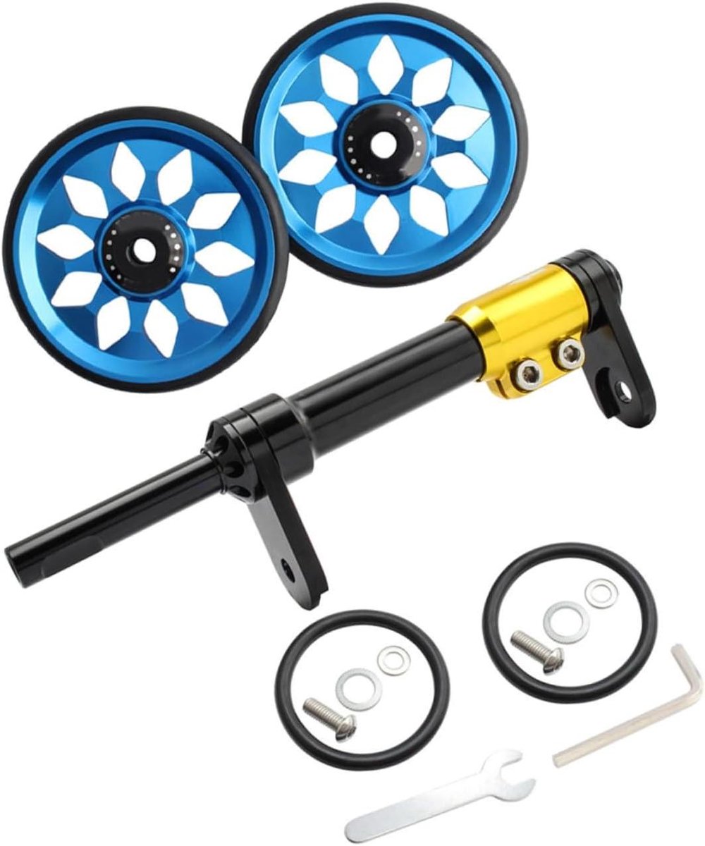 Fiets Hulpwiel Set - Oplaadbare Fietswiel - Fietsen Parkeren - Telescopische Stang - 13.8 cm - Zwart Blauw