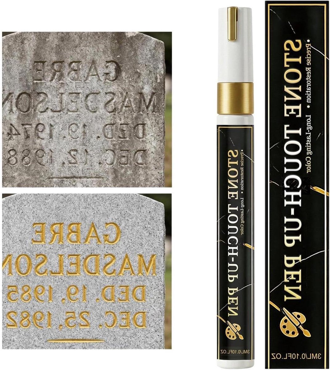 Grafmarkeerstiften - Verfstiften Steen - Grafsteen Reparatie - Waterdicht Weerbestendig - 14.7 cm - Goud