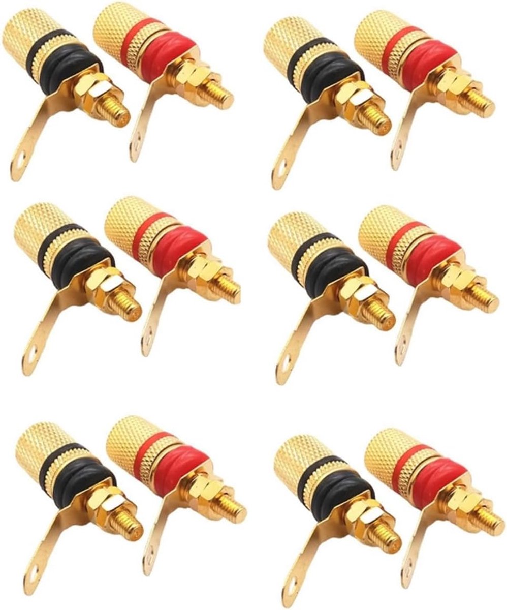 SnelShoppen - 12 Stuks Goud Geplateerde Zink Legering Speaker Banana Jacks 4mm - Ideaal voor Hi-Fi Geluidsystemen en Audioverbindingen