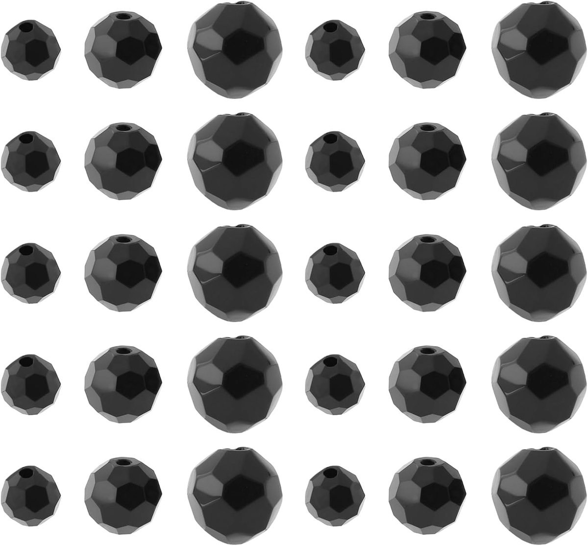 SnelShoppen - 30 Stuks Plastic Ronde Vissersglazen Kralen 6mm 8mm 10mm Geschikt voor Texas Carolina Rig Visbenodigdheden Zwart