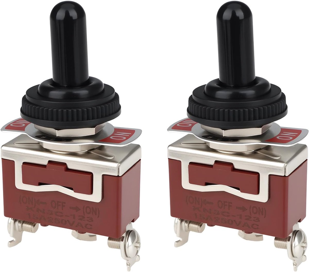 SnelShoppen - 2 Stuks Waterdichte Toggle SPST Schakelaar met 3 Pin 3 Posities 125V/20A voor Automatische Reset voor Auto's Schepen Huishoudelijke Appa