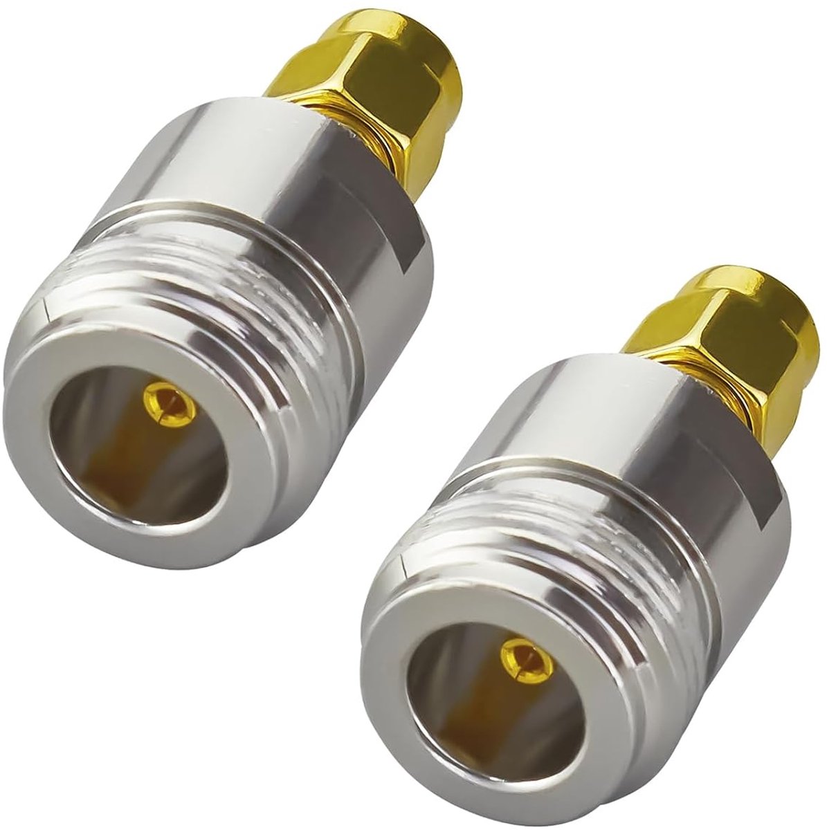 SnelShoppen - 2-Pack N-Type naar SMA Adapter - Hoogwaardige RF Connectoren voor Antenne, Telecommunicatie, 50 Ohm, Duurzaam, Betrouwbaar, Perfect voor