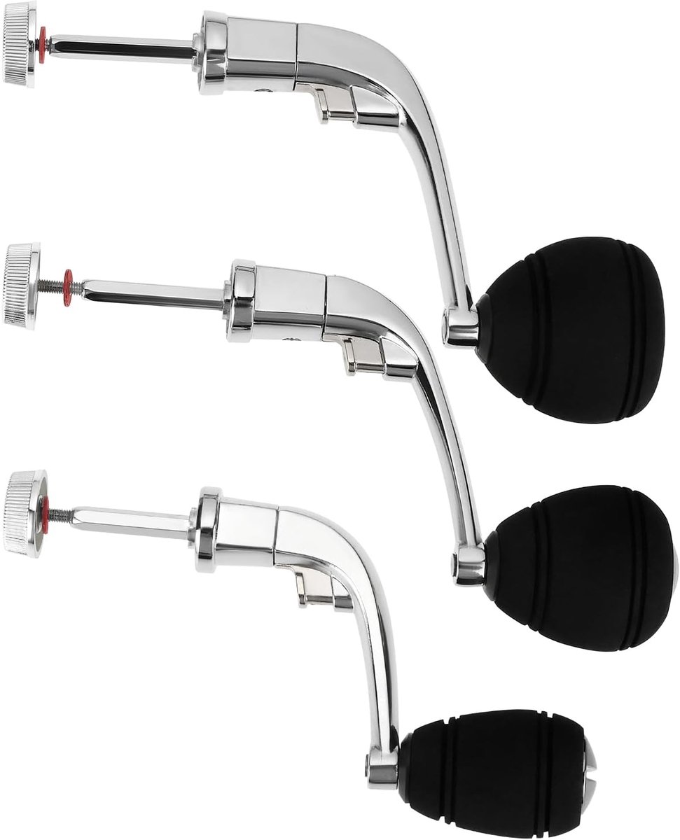 SnelShoppen - 3 Stuks Visspoel Handvat Aluminium Legering met EVA Knop voor Visspoelen 1000-7000 Serie - 3 Maten Zilver