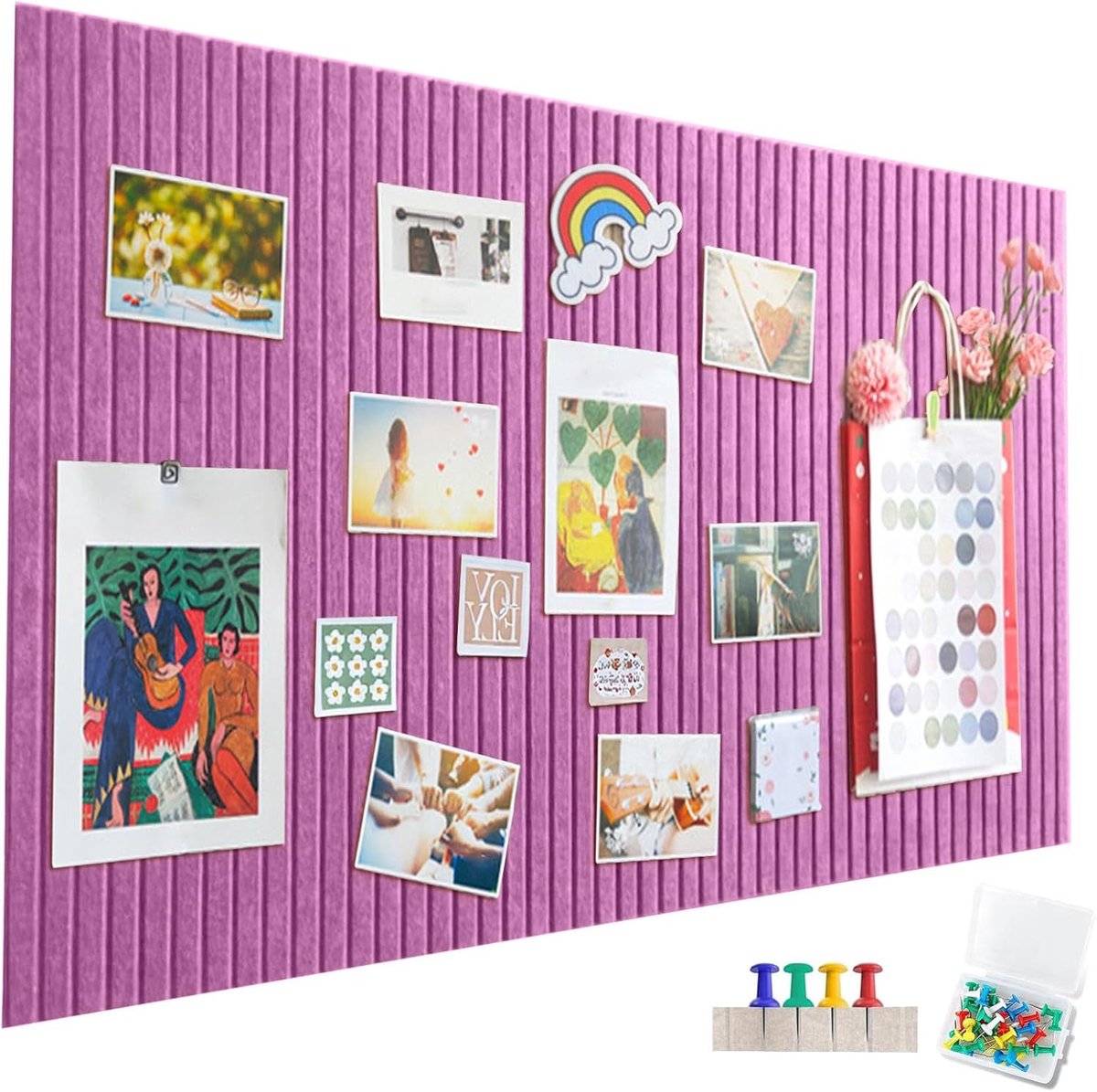 SnelShoppen - Grote Vilt Prikbord Zelfklevend 60 x 40 cm Roze Decoratief Vilt Memo Bord 1 cm Dikte Vouwbaar Foto Paneel Bulletin Bord Wanddecoratie vo