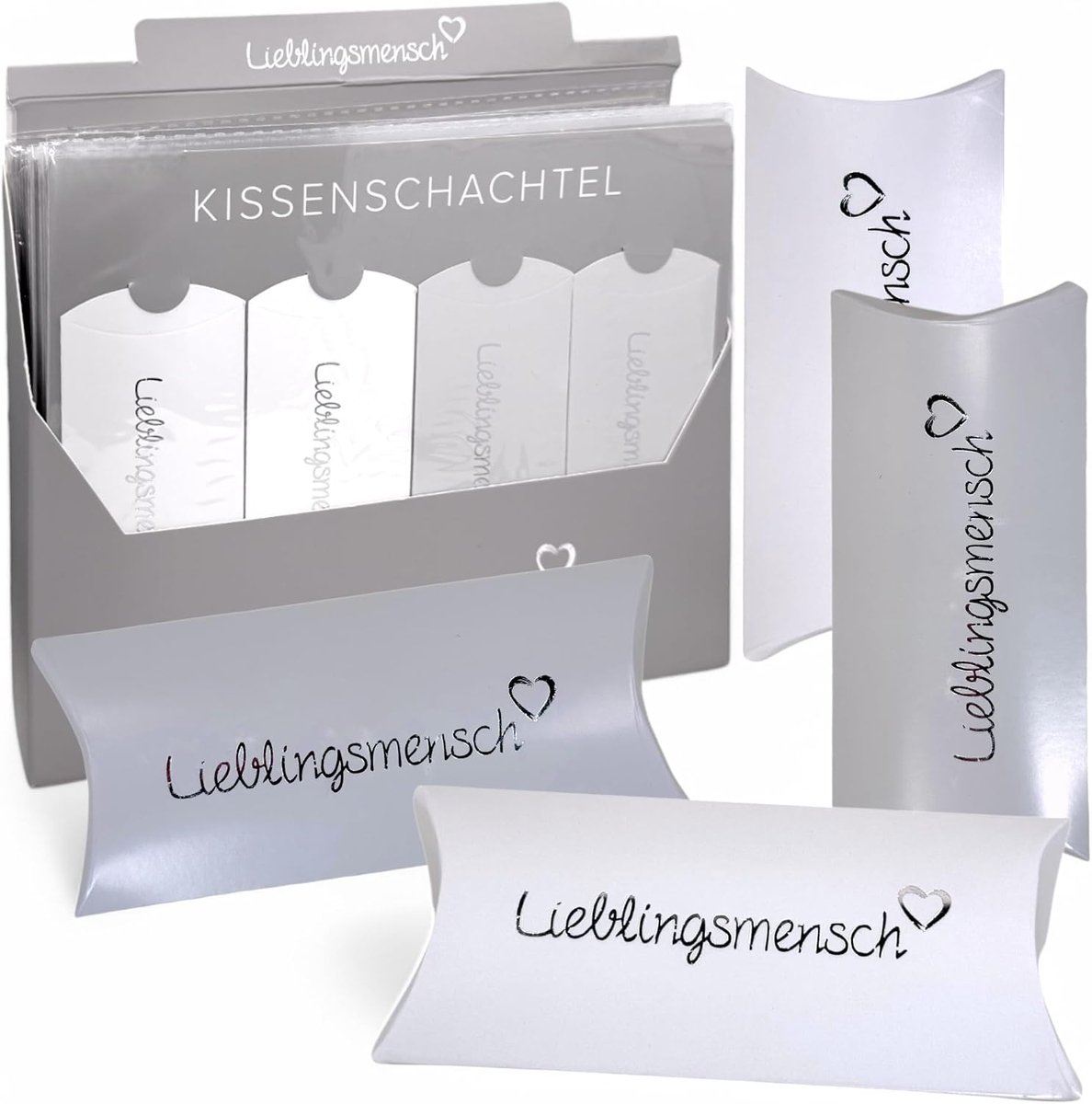 SnelShoppen - Geschenkdozen Lieblingsmensch, kussendozen voor geldgeschenken & vouchers, 96 stuks, wit en lichtgrijs, ca. 14 x 6 cm, ideaal voor bruil