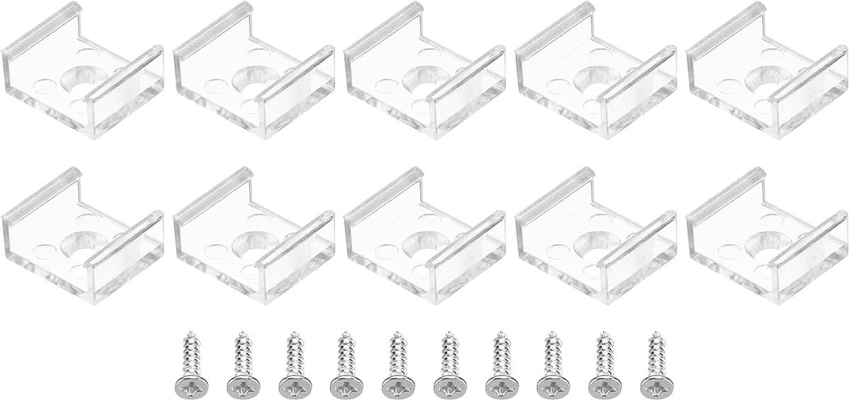 SnelShoppen - 50 Stuks LED Strip Licht Clips met Schroeven - Bevestigingsbeugels voor 13mm Neon RGB Lichtkabel - Waterdicht Plastic Klemmen - Transpar