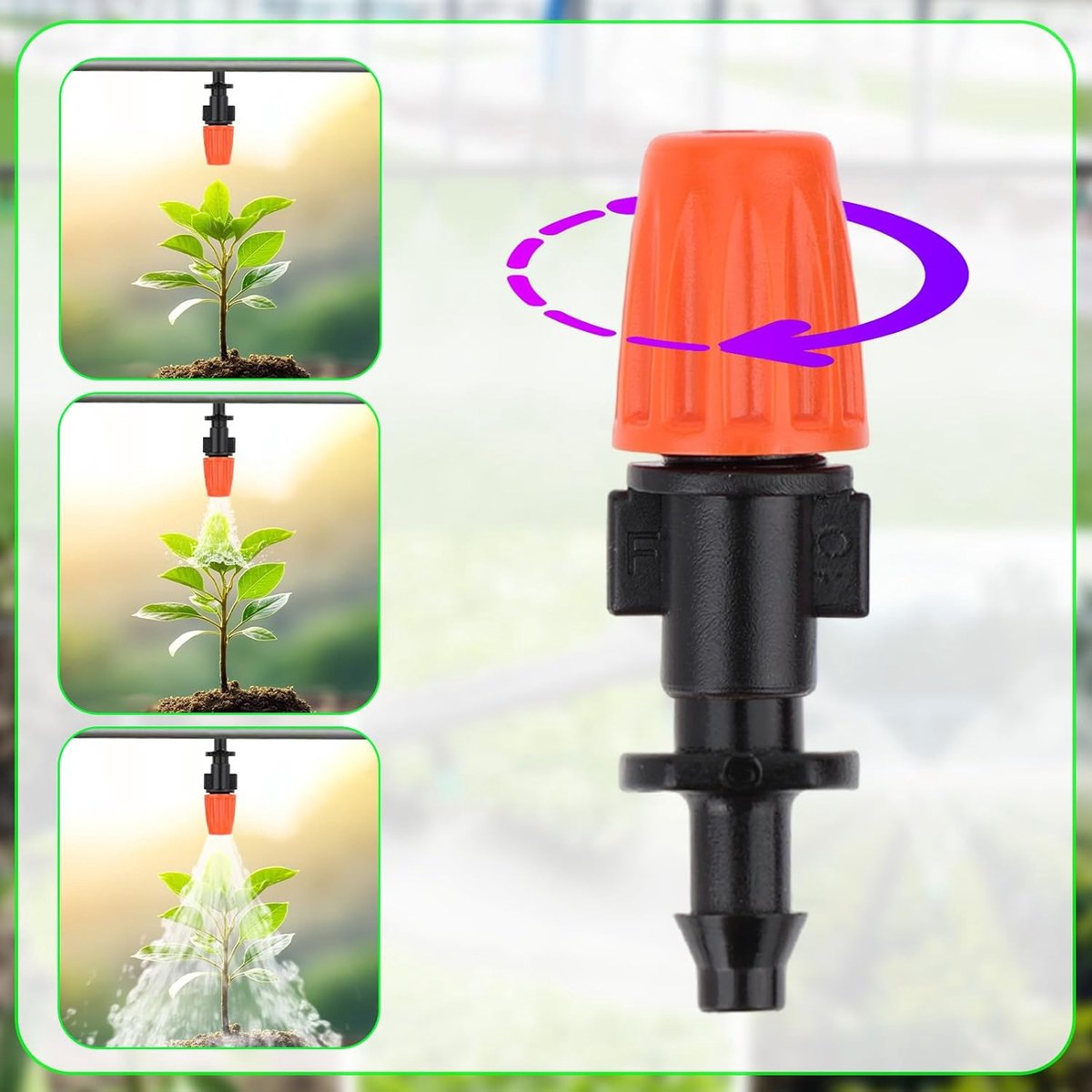 SnelShoppen - 50 Stuks Drupirrigatie Sprinklers, 1/4" Verstelbare Atomisatie Sprinklers voor Tuinirrigatie Mistsysteem, Ideaal voor Tuin, Planten en B