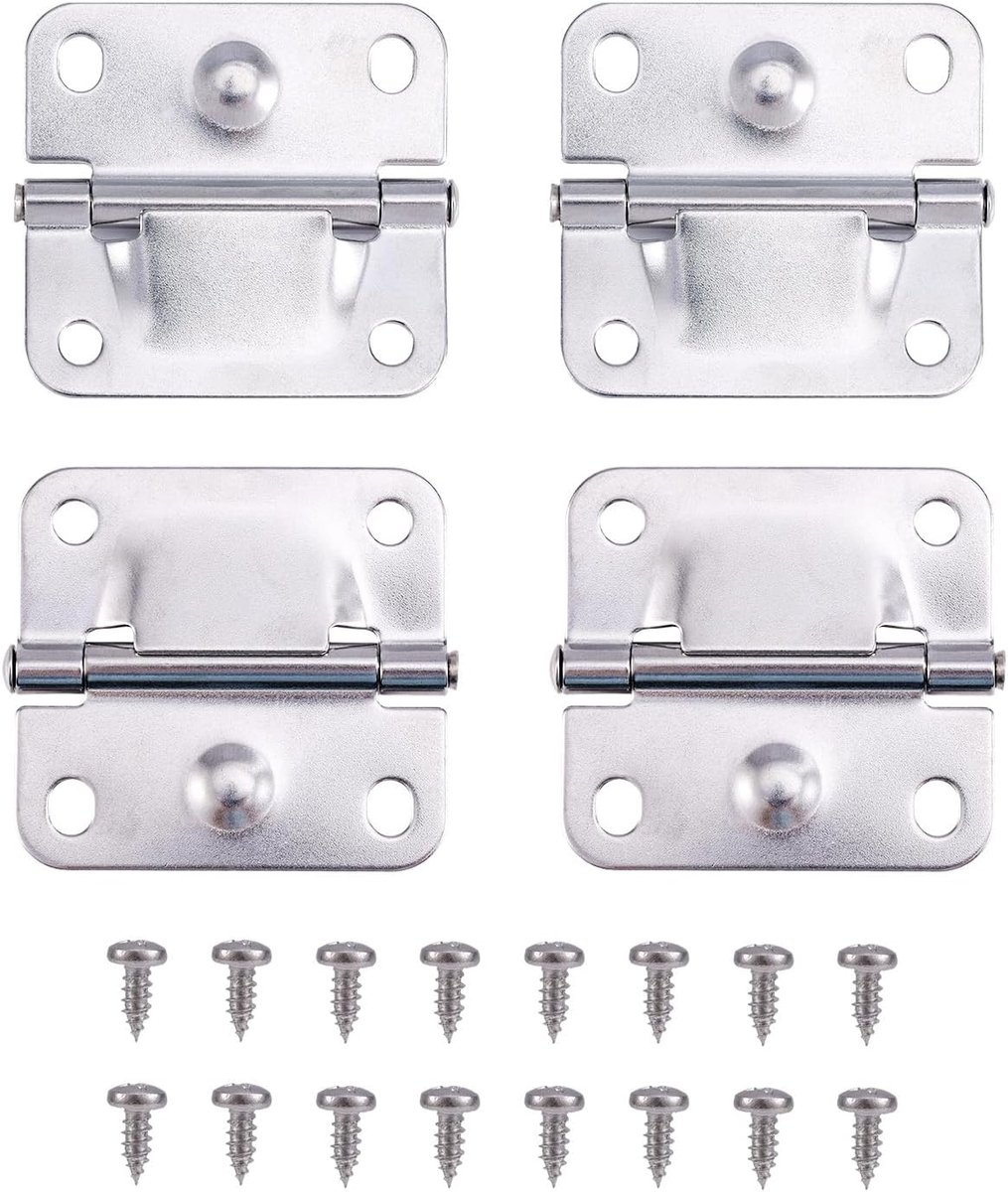 SnelShoppen - 4 Stuks RVS Koelbox Scharnieren Vervangset voor Campingkoelers, Hinge Reparatiekits met 16 Schroeven, Duurzaam en Betrouwbaar, Ideaal vo