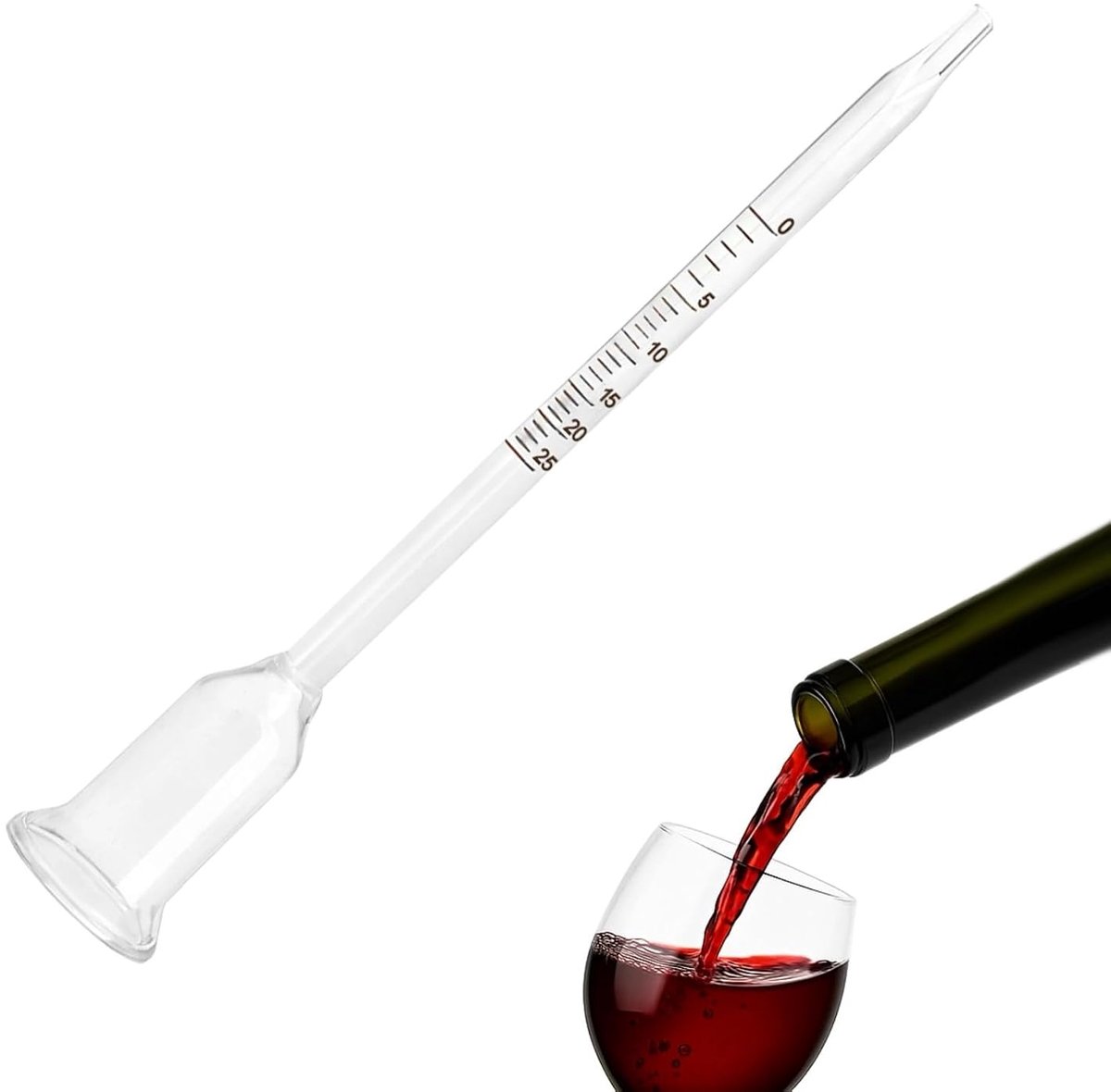 SnelShoppen - Vinometer Glas 0-25% Alcoholmeter voor Wijn, Robuuste Constructie, Perfect voor Hobbybrouwers, Makkelijk in Gebruik, Ideaal voor Thuis,