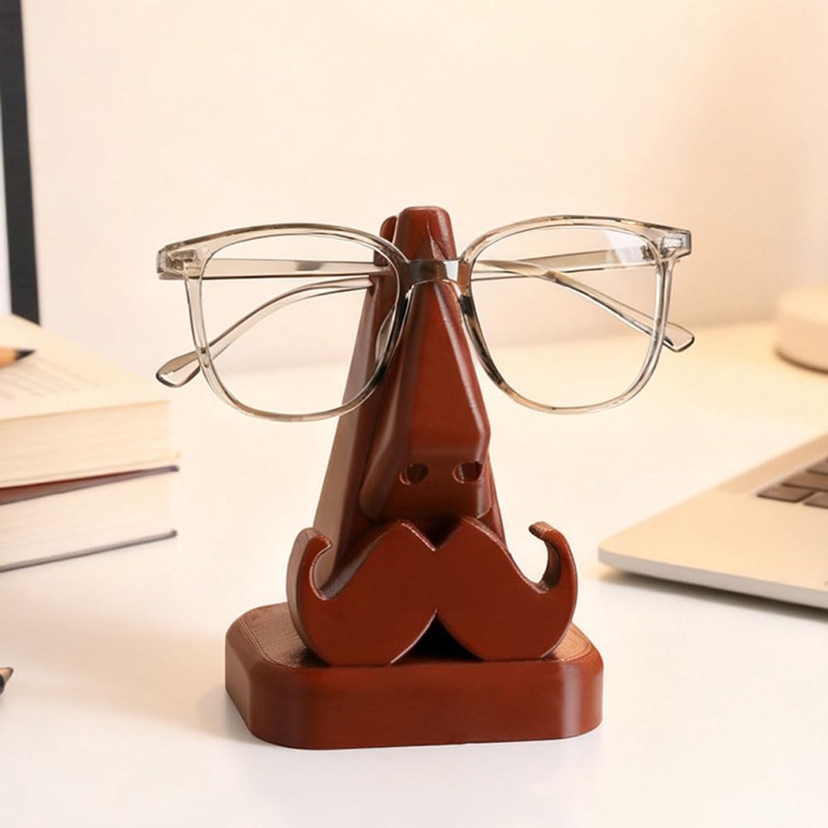 SnelShoppen - Hars Cartoon Snor Brilhouder - Grappige Brillenstandaard Dier Ornament - Decoratief Bureaublad Accessoire voor Thuis en Kantoor