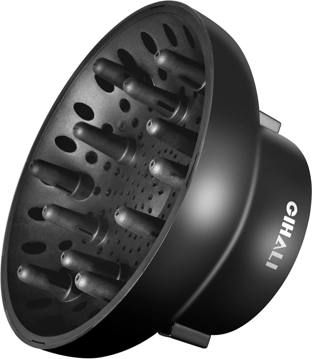 Universele Haardiffuser - Zwart - Geschikt voor Föhndiameter 4,4 - 6,6 cm - Flexibele Armatuur voor Krullend of Golvend Haar