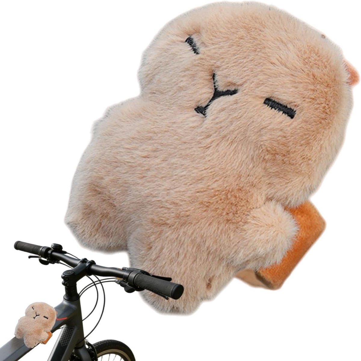 Fiets Stuur Decoratie - Dierenpop Fietsaccessoire - Fietsrit Opvrolijken - Verende Beweging - 8.5x7x7cm - Capibala