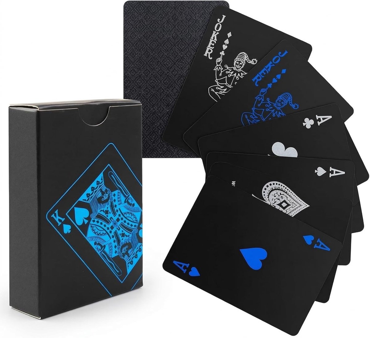 Speelkaarten - Blauw en Zwart - Standaardformaat - Waterdichte PVC Kaarten voor Magie en Cardistry