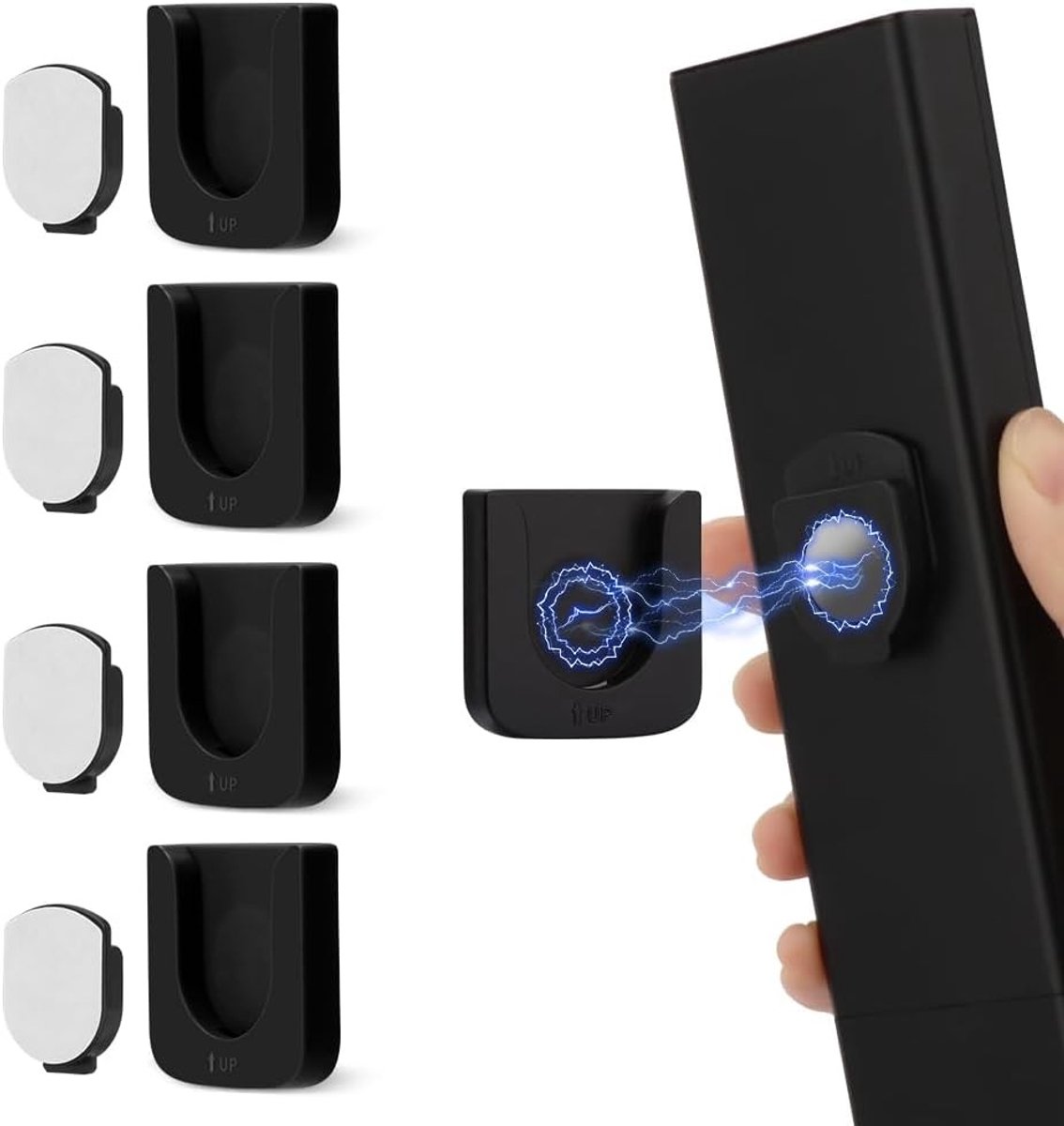 Magnetische Wandhouder voor Afstandsbediening, Slimme Ontwerp voor Gemakkelijke Organisatie van Thuis, Kantoor en Schoolbenodigdheden (4 Stuks, Zwart)