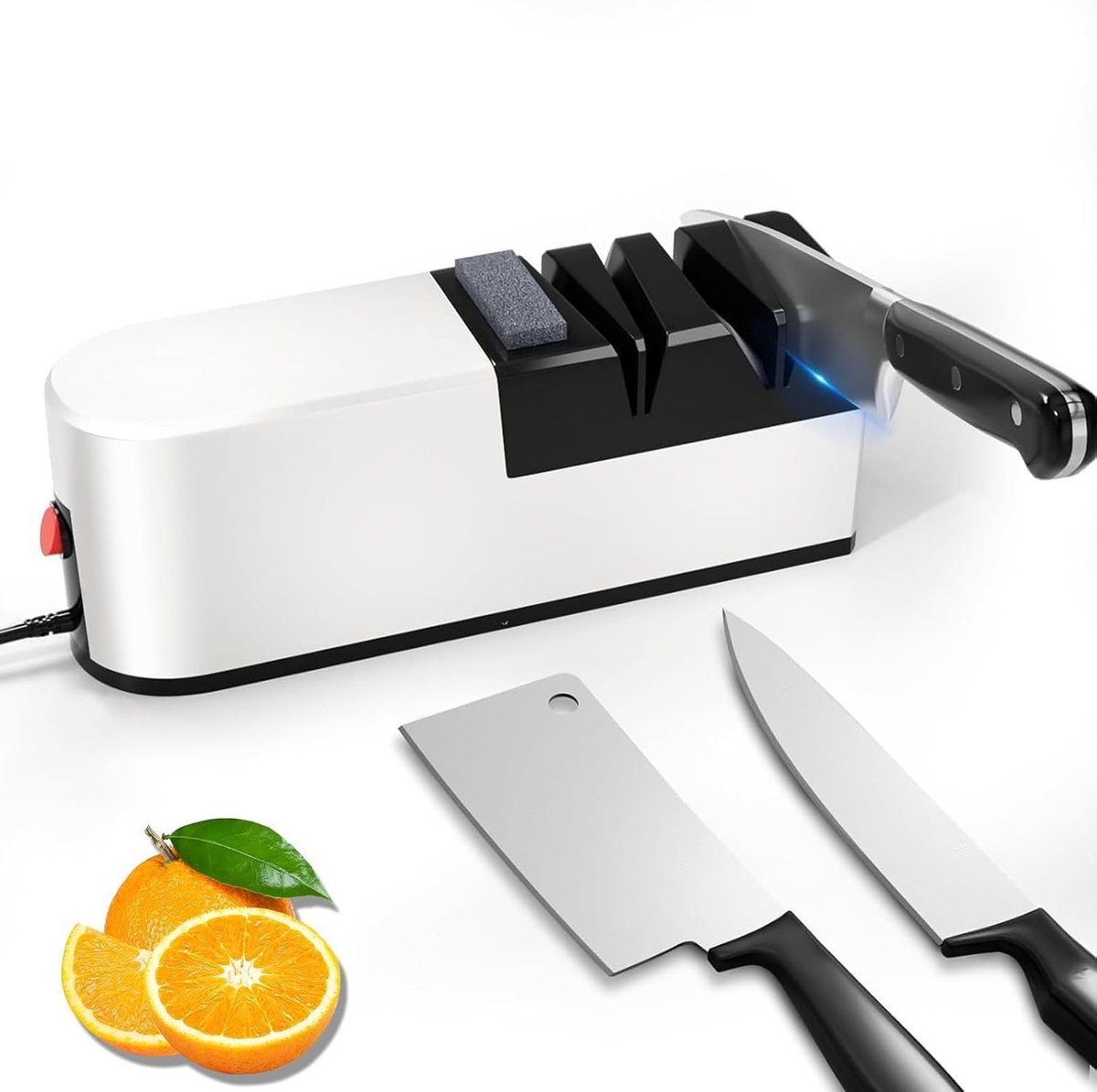Professionele elektrische messenslijper met diamant, 5-in-1 voor rechte, gekartelde en keramische messen, ideaal voor keuken en hobbykok.