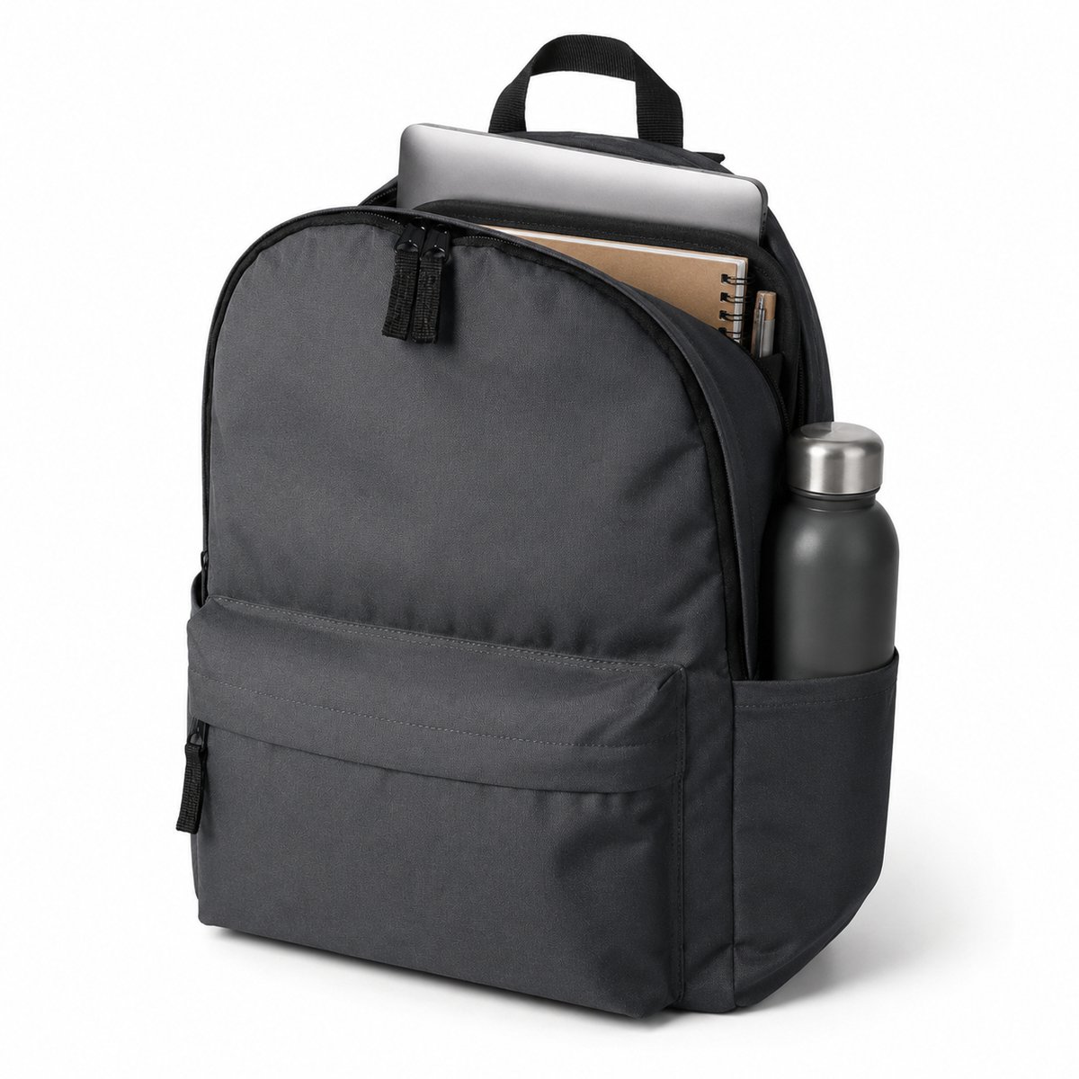 Schoolrugzak - 42x32 cm - Zwarte Lichte Jeugdrugzak met Laptopvak en Fleshouder - Comfortabele Scholierentas voor School en Dagelijks Gebruik - Zwart
