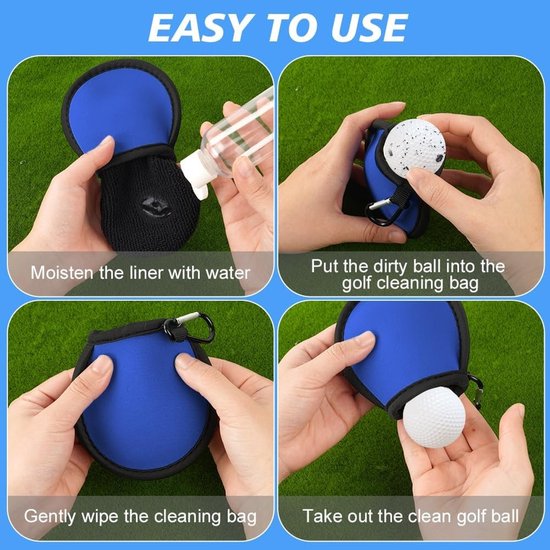 Waterdichte Golfbal Reinigingszak met Carabiner, Dubbele Laag, Golfaccessoires voor Mannen en Vrouwen, Ideaal Cadeau voor Golfliefhebbers — afbeelding 4