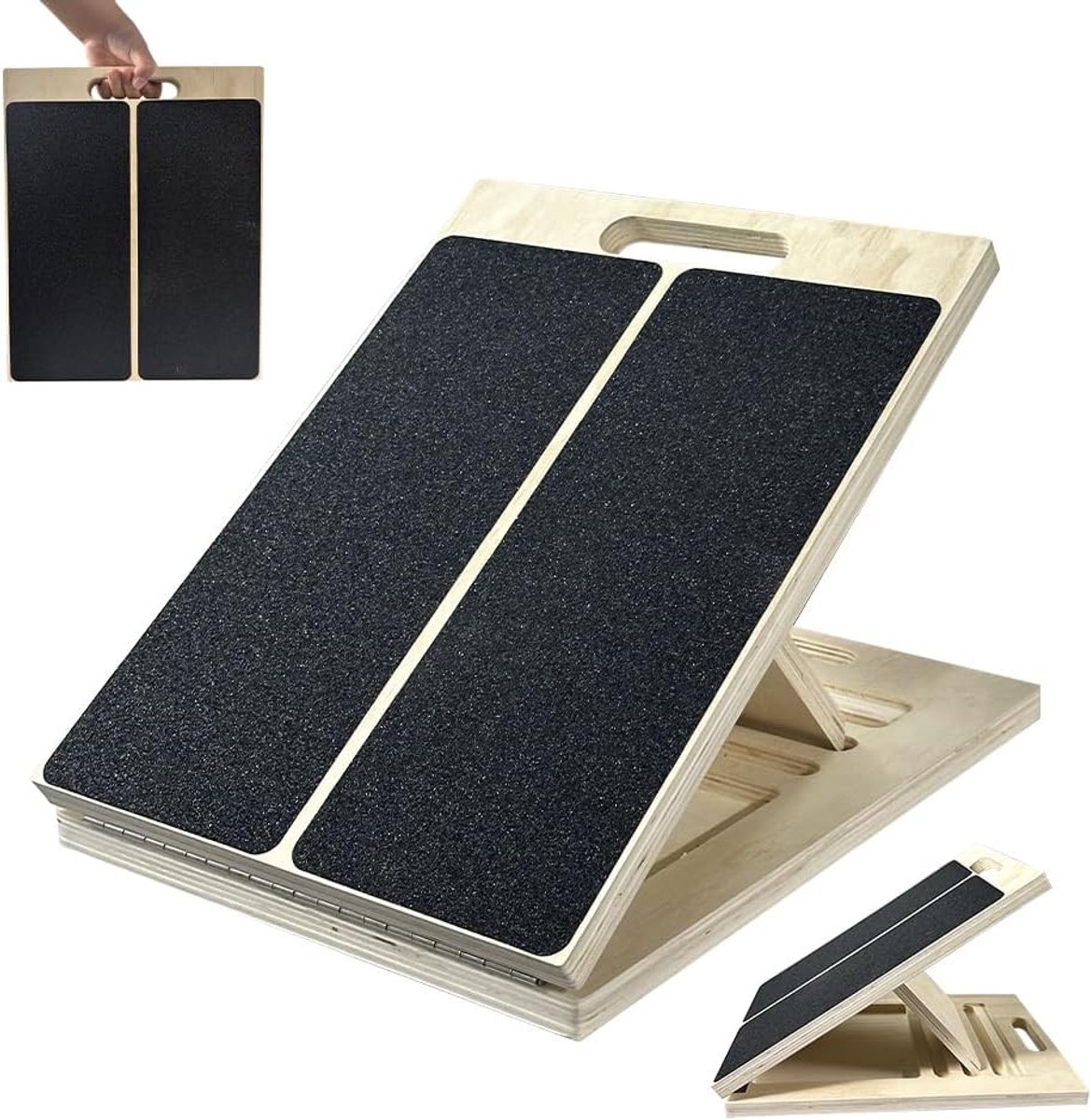 Verstelbare houten knie-ondersteuning | Extra hellend houten plank voor planken, 5 verstelbare hoeken, antislip oppervlak, ergonomisch ontwerp