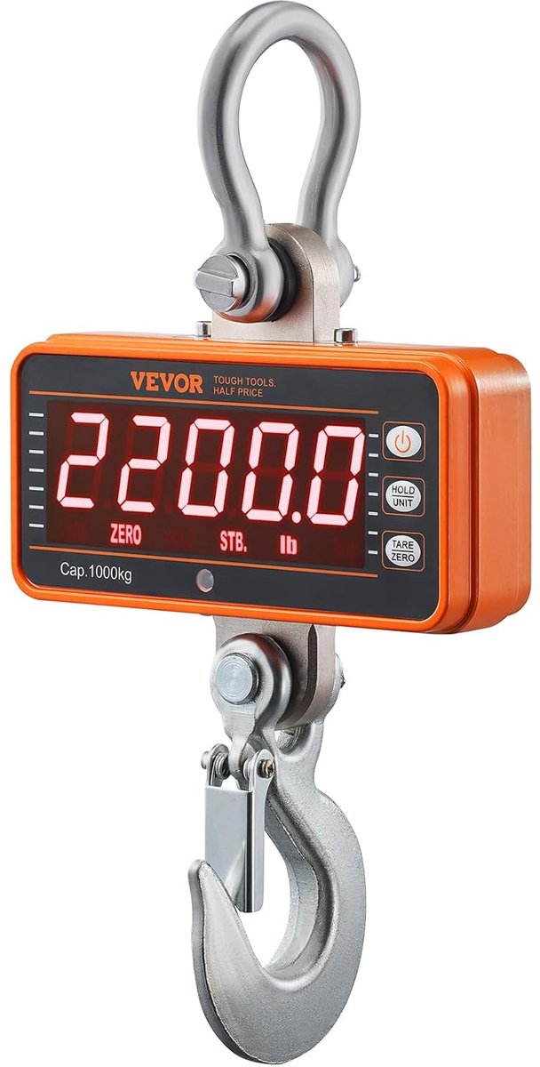 SnelShoppen - Digitale Hangweegschaal 9-1000 kg, Precisieweegschaal met LED Display, Mini Draagbare Hangweegschaal voor Industrie, Natuur, Camping en