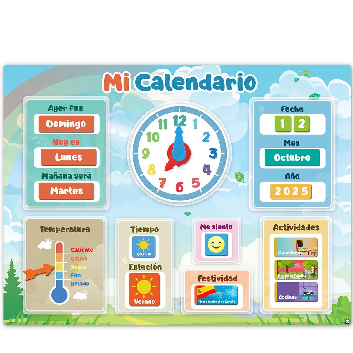 SnelShoppen - Smart Panda EU Mijn Eerste Kalenders Spaans voor Kinderen - Leuke Educatieve Kalender - Kleurige Illustraties - Ideaal voor Thuis en Sch