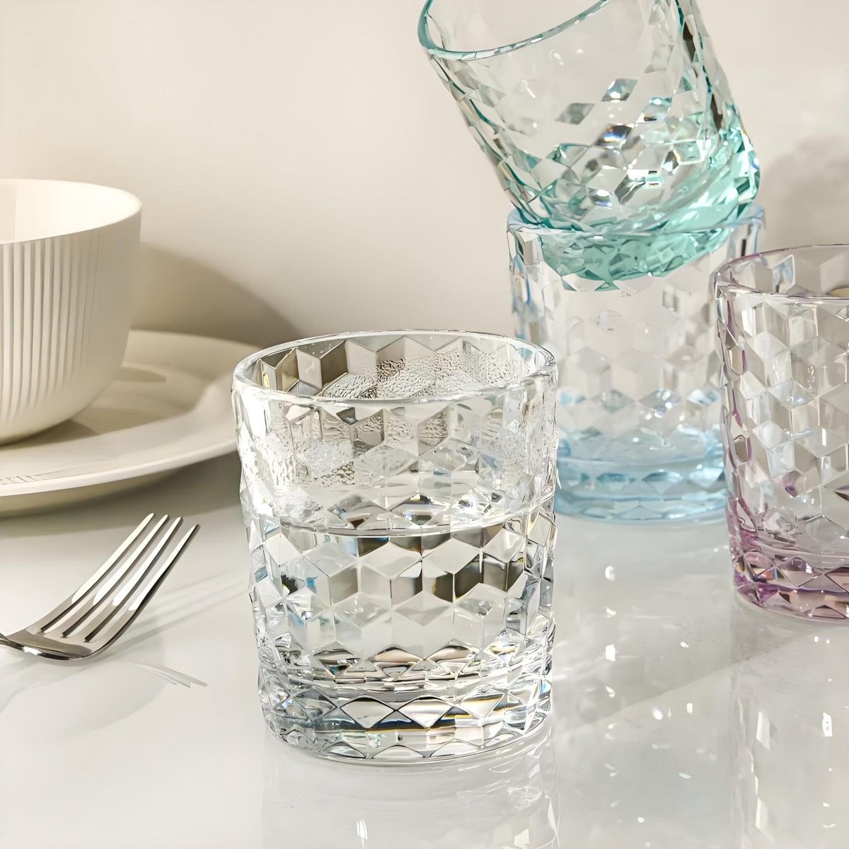 SnelShoppen - 6-delige premium onbreekbare drinkglazen 250 ml, plastic bekers vaatwasmachinebestendig, BPA-vrij, transparante acrylsapglazen voor kind