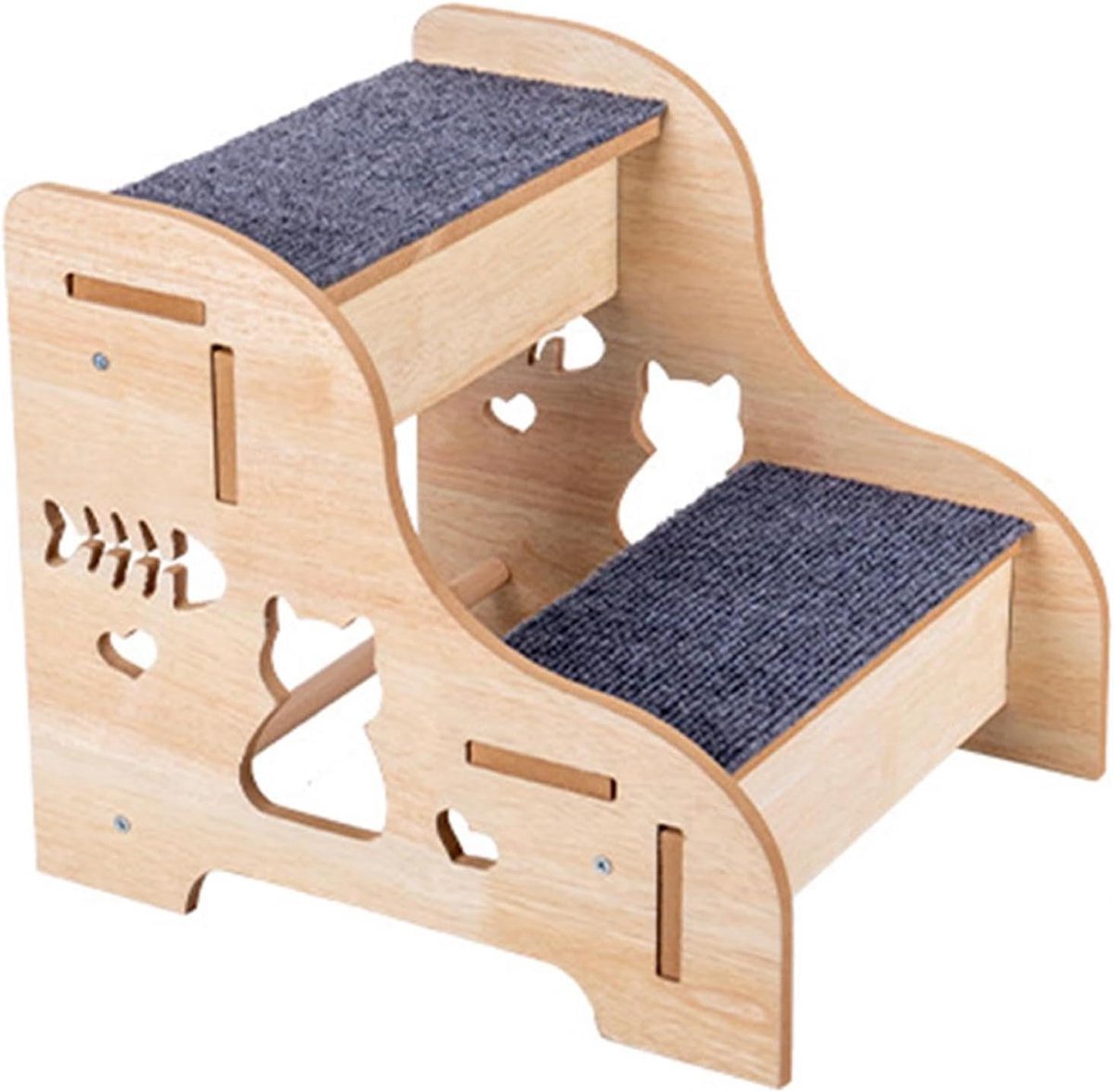 Hondentrap Hout - Huisdierentrap Antislip - Veilige Toegang - Stevig & Stijlvol - 34x30x29.5cm - Houtkleur