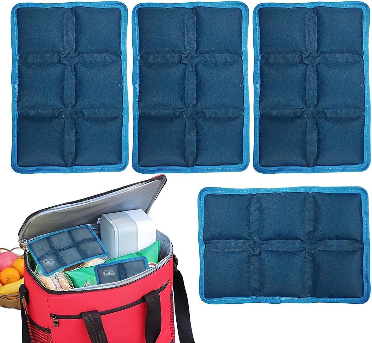 Koelaccu's Lunchbox - Koeltas Gel - Voedsel Vers Houden - Watergeactiveerde Koeling - 15 x 10 x 1.7 cm - Blauw