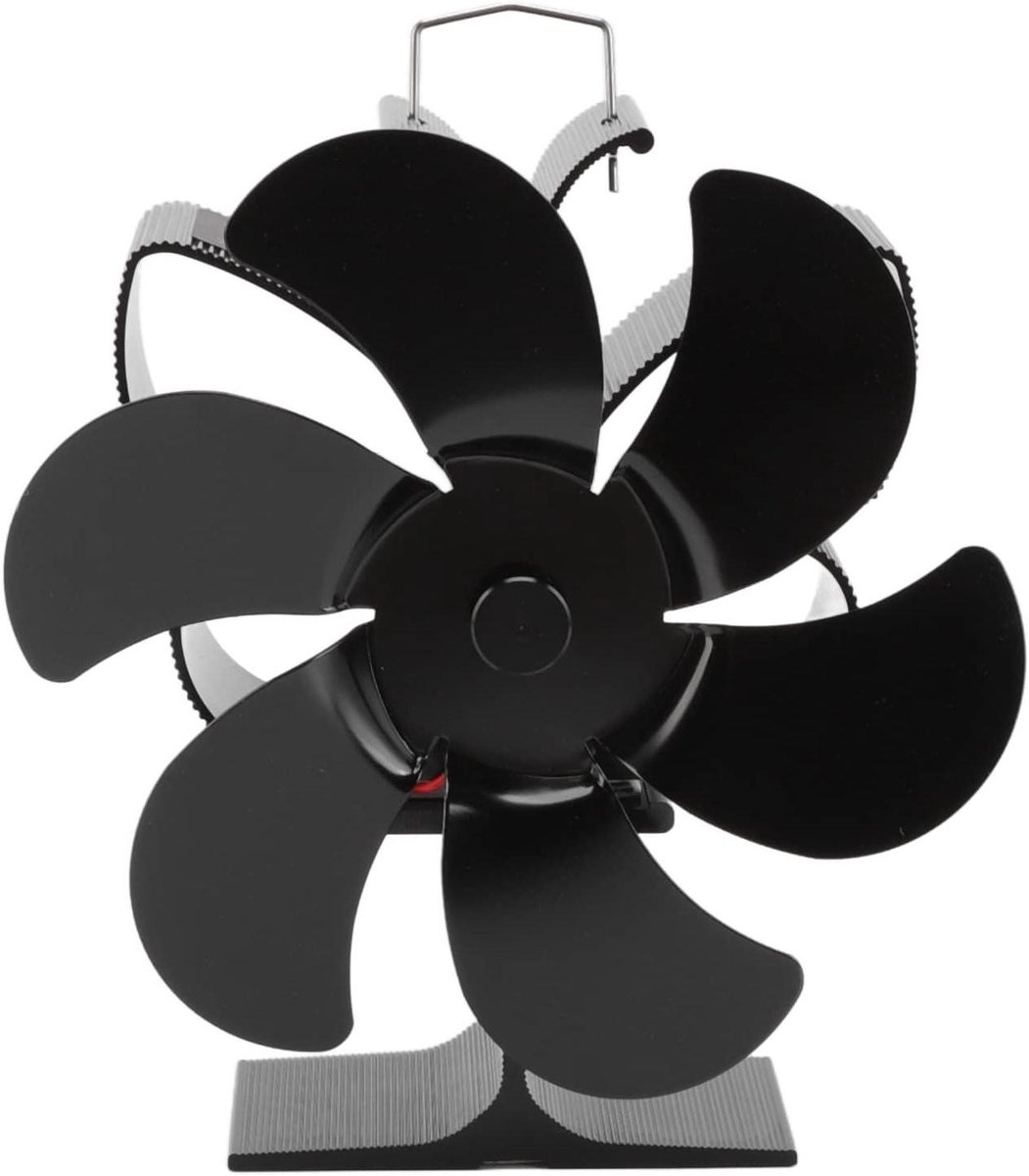Kachelventilator - Haardventilator Warmtegestuurd - Warmte Verdelen - 6 Bladen Aluminium - 19D x 18B x 10H cm - Zwart