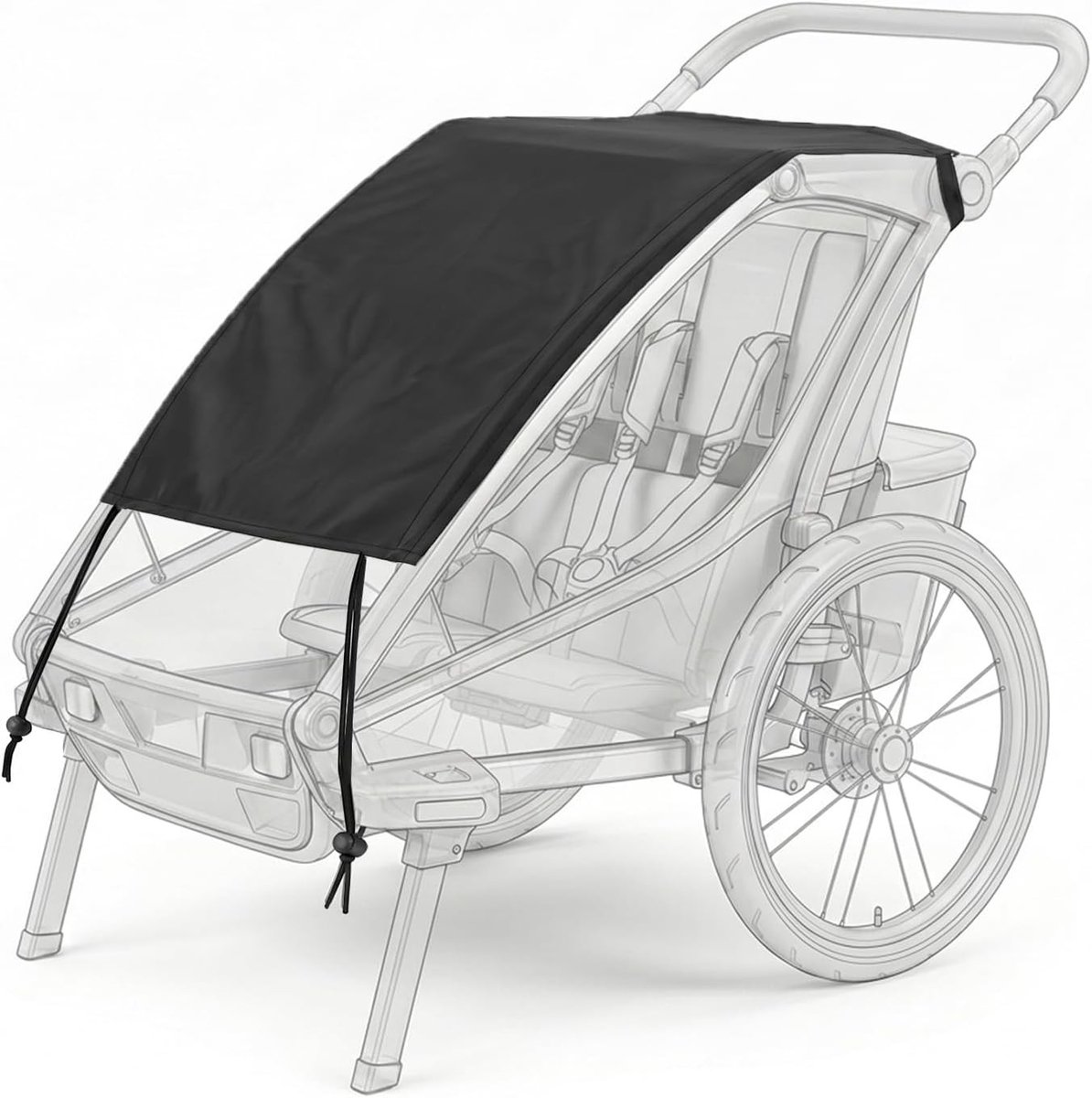 Luifel voor kinderwagen - zwart - UV50+ en waterdicht - verstelbaar zonnezeil voor optimale bescherming - SnelShoppen